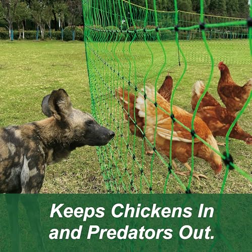 1 Pack Premium Portable Pre-Assembled Poultry Netting Electric Fence 47.3" x 98.5', Green,Utility Portable Mesh for Chickens, Ducks,Geese,Rabbits,Used in Backyards,Farms,and Ranches