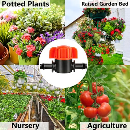 30 Pack 1/4" Drip Irrigation Shut Off Valves, Drip Line Shut Off Switch Valve for 1/4 Inch Drip Irrigation Tubing Water Flow Control In-Line Valve for Garden Drip Systems - size: 1/4 Inch Valve-30P