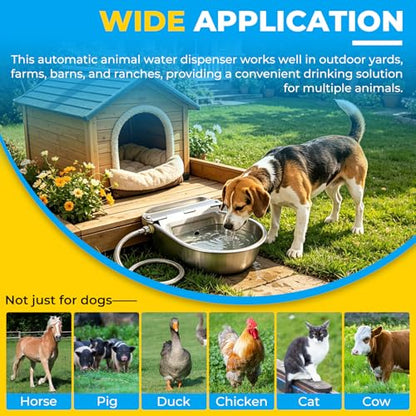 NATGAI Automatic Animal Drinking Water Bowl with Float Valve, 304 Stainless Steel Auto Filling Water Dispenser, Dog Water Bowl Dispenser Kit for Outdoor Farm, Ranch, Goat, Horse, Poultry, Livestock