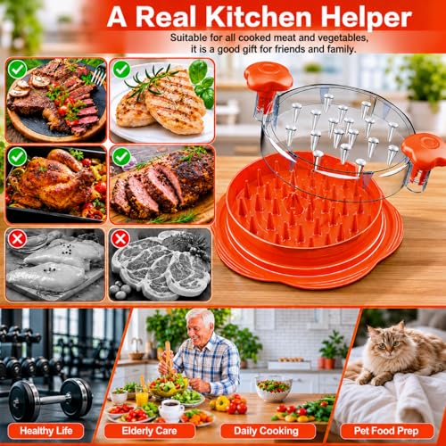 Large Chicken Shredder Tool with Suction Base 2026 – Twist Meat Shredder with Ergonomic Handle & Anti-Slip Grip – Transparent Lid for Easy Shredding Chicken & Beef (Orange) - color: Orange