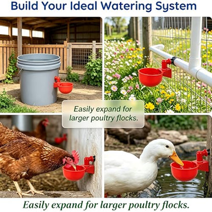3Pcs Automatic Poultry Watering Cups, Adjustable No-Leak Chicken Waterer, PVC Auto Drinking Bowl for Chick Duck Goose Bird