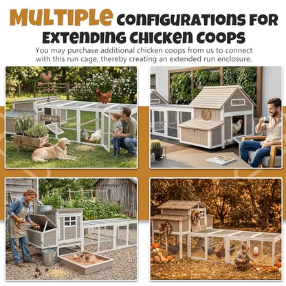 Expandable Chicken Run with Roosting Bars & Swing – Metal Wire Enrichment Poultry Enclosure, Secure Lockable Door, Connectable Design for Coop Expansion – Backyard Habitat for Chickens, Ducks, Rabbits - style: 80.1"L x 27.6"W x 21.5"H