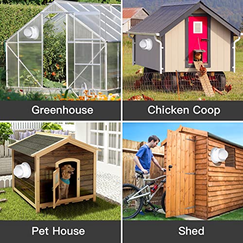 blessny Solar Powered Exhaust Fan, 15W Solar Panel + 6" Ventilation Vent Fan for Outside Greenhouse, Chicken Coop, Shed, Pet House - size: 6" Fan Kit