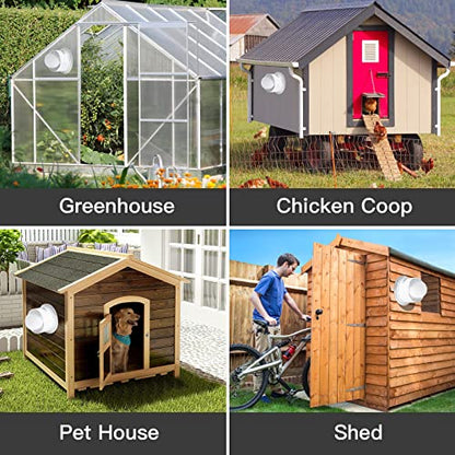 blessny Solar Powered Exhaust Fan, 15W Solar Panel + 6" Ventilation Vent Fan for Outside Greenhouse, Chicken Coop, Shed, Pet House - size: 6" Fan Kit
