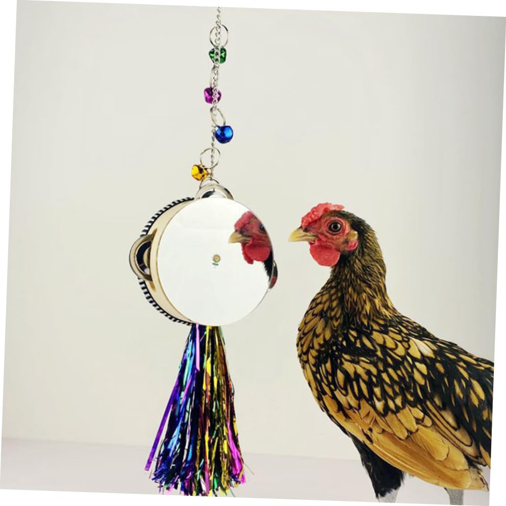Rooster Hen Chicken Stainless Steel Mirror Drum Pet Toy Entertaining and Safe