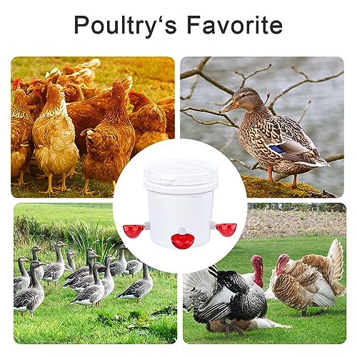 Chicken Waterer Cups, 6 Packs Large Chicken Watering Cups, Automatic Chicken Water Cups, Tee Fittings Poultry Feeder Cups Suitable for Chicken, Duck, Goose, Turkey with Mounting Hole Opener