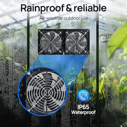 DC HOUSE 20W Solar Fan Powered Exhaust Fan for Chicken Coops, Greenhouses, Sheds, Pet Houses, and Windows - Waterproof and Plug Play Easy Connector Max Applicable Space 880ft3 (25 m3)