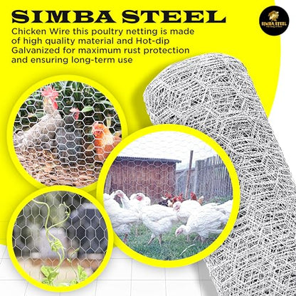 Chicken Wire 48 in x 50 FT x 2” Mesh x 20GA | Poultry Wire Netting | Hot Dipped Galvanised | Hexagonal Galvanized Mesh for Chicken Coop, Rabbit Cage, Fence Barrier - style: 48 in x 50 FT x 2 in