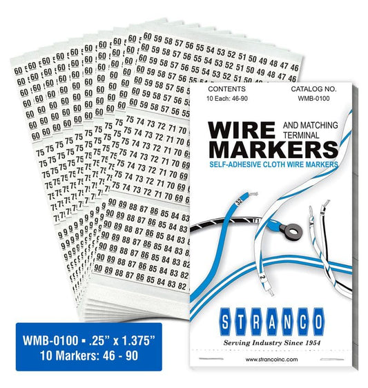 Premium Wire Marker Book Numbered 46-49 for Cable Management, Vinyl-Coated, High-Tack Adhesive, Electric Panel Wire Labels 10 Pages/Book - color: Numbered 46-90, size: Pack of 5