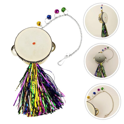 Kisangel Chicken Hanging Mirror Pet Chicken Toy Stainless Steel Drum Hen Rooster Toy