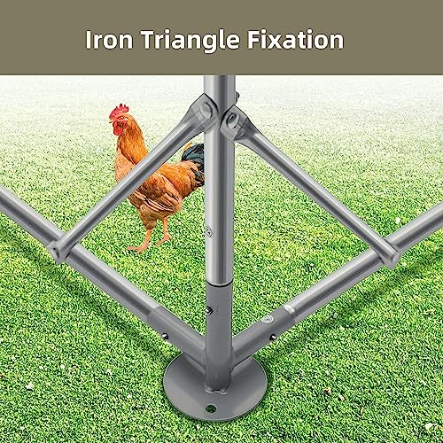 Large Metal Chicken Coop Walk-in Poultry Cage Heavy Duty Chicken Runs Hen House for Yard with Waterproof and Anti-UV Cover for Outdoor Farm Use(10’ W x 19.5’ L x 6.5’ H) - size: 19.5' L x 9.8' W x 6.4' H