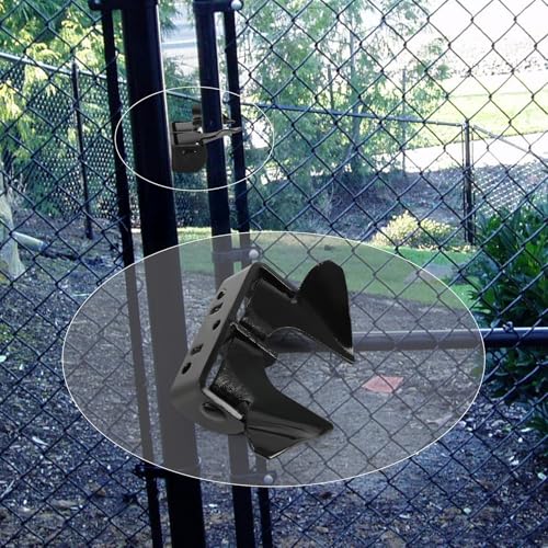 Wall Mount Butterfly Latch 1-3/8" to 1-5/8", Gate Fork Lock with Padlock Hole, Chain Link Fence Parts, Gate Fork Latch,Chain Link Fence Gate Latching Hardware (Black) - color: Black