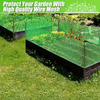 Green Plastic Wire Mesh Fence Roll - 15.7IN x 20FT Plastic Chicken Wire Mesh for Poultry， Chicken Puppy Rabbit, Floral-Plastic Fence - color: Green-15.7IN×20FT