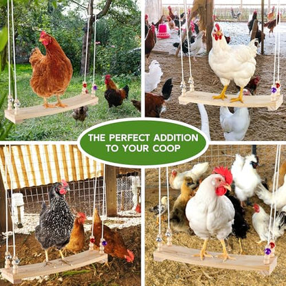 Chicken Swing Toy for Coop Accessories, 16inch Wood Chicken Swing Gifts for Hens, Rooster, Poultry, Parrots