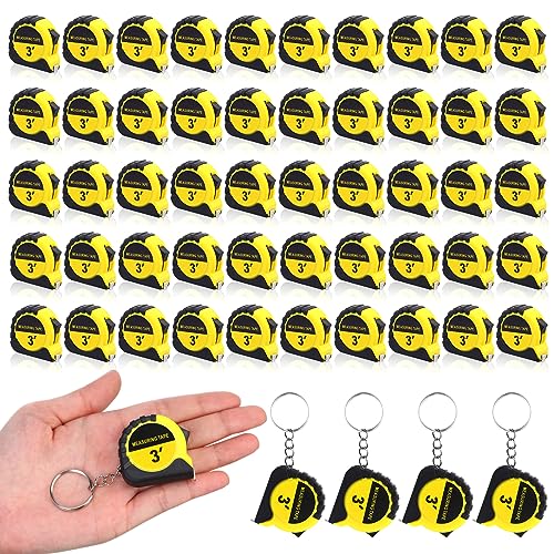 Kanayu 50 Mini Measuring Tape with Keychain Retractable Measure Tapes Portable Small Measurement Tapes Slide Lock Tape Measure with Pause Buttons for Engineer Kids Adult (3 ft,Yellow) - color: Yellow, size: 3 ft