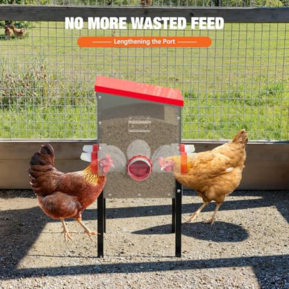 Sannwsg Chicken Feeders,30 lb Capacity 6 Port Automatic Chicken Feeder, Metal Chick Feeder with Locking Lid and Legs, Chicken Feeder for Chickens, Ducks, Geese - size: 6 Ports (2+2+2)