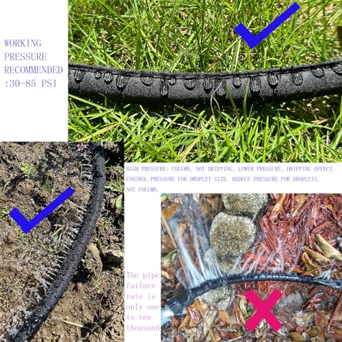 Secbulk 2025 Flat Soaker Hose 75 ft for Garden, 75' Linkable Drip Hose Diy Garden Irrigation System Saving 80% Water, Dual-layer Leak-free Design Water Hose with Holes - size: 75ft