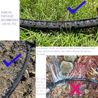 Secbulk 2025 Flat Soaker Hose 50 ft for Garden, 50' Linkable Drip Hose Diy Garden Irrigation System Saving 80% Water, Dual-layer Leak-free Design Water Hose with Holes - size: 50ft