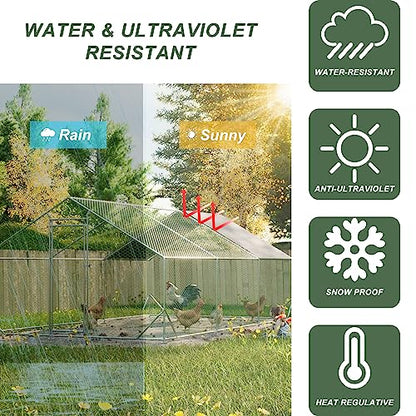 YOPTO Large Metal Chicken Coop,Walk-in Chicken Run,Galvanized Wire PoultryHen Pen Cage with Waterproof Removable Cover,Rabbits Duck Cages w/Door Lock,Metal Fence for Outdoor,Silver