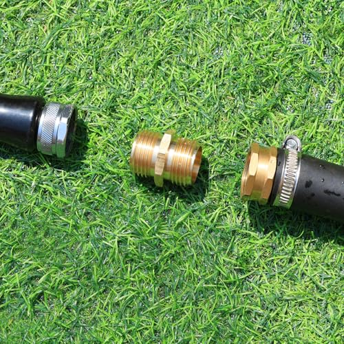 Garden Hose Fittings Connectors Adapter Solid Brass Repair double male to male faucet leader coupler dual water hose connector(3/4" GHT Double Male) (4-PCS) - color: 4 Pack