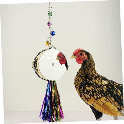 Toyvian Chicken Mirror Toy Double-Sided Stainless Steel Drum for Hens and Roosters Interactive PET Plaything for Coop and Backyard Fun