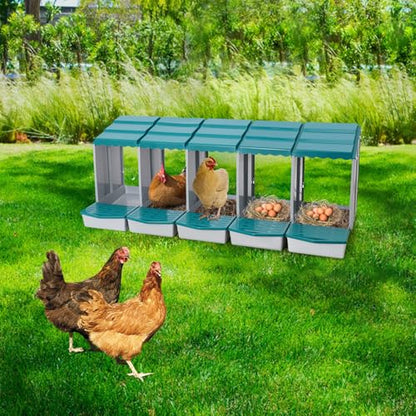 Chicken Nesting Boxes, 5 Compartment Nesting Boxes for Laying Eggs, Roll Away Nesting Box Egg Collection Tray, Wall Mount Poultry Roll Away Chicken Laying Boxes (Green) - color: 5 Compartment Nesting Boxes (Green)