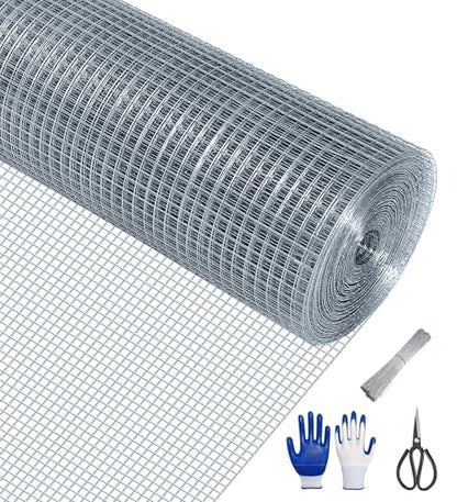 Hardware Cloth 1/2 Inch, 19 Gauge Hot Dip Galvanized Mesh Rolls Welded Chicken Wire Fencing for Chicken Coop Barrier, Poultry Netting Cage Wire Fence (Silver(16in*100ft)) - color: Silver(16in*100ft)