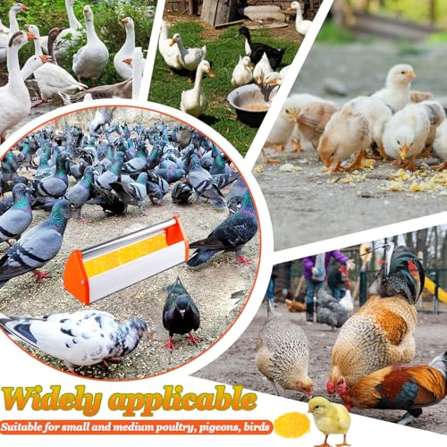 Chicken Feeding Trough, with Crossbar, Large Capacity Poultry Trough Feeder for Chickens,Duck Pigeon Bird Livestock Poultry, Easy to Clean (60cm) - size: 60cm
