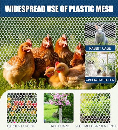 White Plastic Chicken Wire Mesh, 15.7 in x 20 ft, Garden Hex Netting | 500GSM ABS, 0.3" hex holes, scissors-cut, non-metal no sharp edges, garden poultry rabbit moss pole floral craft - color: 20ft White