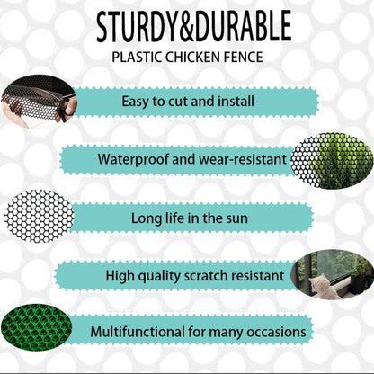 Upgraded Heavy Duty Plastic Chicken Wire Fence Mesh - 15.7" x 10' Black Poultry Netting with 40 Zip Ties - Rustproof Pet Safety Balcony Net, Garden Fencing for Snake/Rabbit, Floral Mesh for Crafts - color: Black