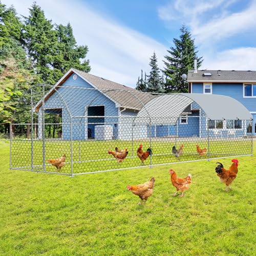 Large Chicken Coop, Walk-in Chicken Runs for Yard with Poultry Chicken Runs House Pen Cage, Chicken Coops with Water Poof & UV Resistance Cover for Outdoor Backyard Farm 9.84Lx19.68Wx6.6H FT - size: 117.6"L x 236.2"W x 76.8"H
