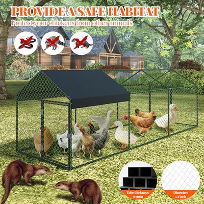 Small Metal Chicken Coop, Chicken Runs for Yard with Waterproof and Anti-Uv Cover, Portable Chicken Coop with 2 Door for Outdoor Chicken Rabbit Duck, Black, 120"×40"×40"