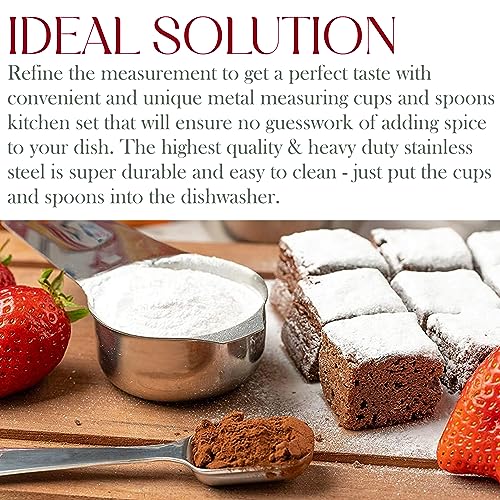 Bellemain One-Piece Stainless Steel Measuring Cups Set of 6 – Nesting Metal Measuring Cups for Kitchen – Dry & Liquid Measurements (ML & OZ), Rust-Resistant, Dishwasher Safe, Ergonomic Design - color: Stainless Steel