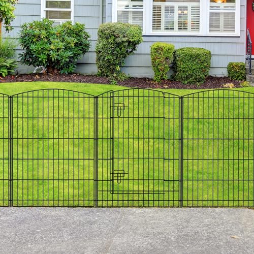 INJOPEXI Decorative Garden Fence 12 Panels 26ft (L)×36in (H) Garden Fences with 11 Panels + 1 Gate, No Dig Animal Barrier Rabbit Fencing Rustproof Metal Wire Temporary Dog Fence for Patio Outdoor Yard - size: 12 Panels 26ft(L)-36"(H) - With Gate