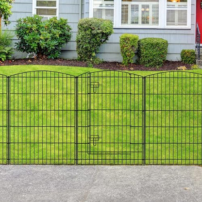 INJOPEXI Decorative Garden Fence 12 Panels 26ft (L)×36in (H) Garden Fences with 11 Panels + 1 Gate, No Dig Animal Barrier Rabbit Fencing Rustproof Metal Wire Temporary Dog Fence for Patio Outdoor Yard - size: 12 Panels 26ft(L)-36"(H) - With Gate