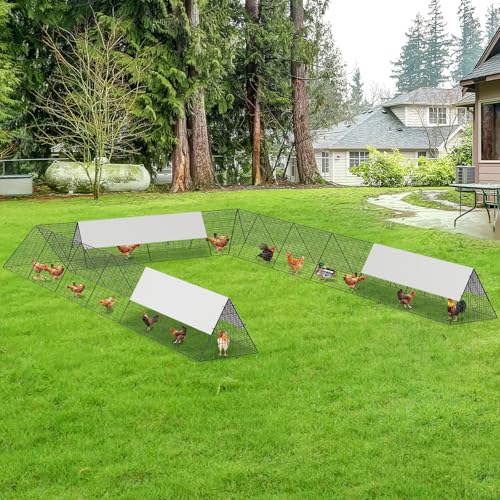 236.2" x 157.5" x 24.2" Chicken Tunnels for Yard, Portable Chicken Coop with Corner Frames, 2 Sets, Easy Installation, for Chickens, Ducks, Rabbits