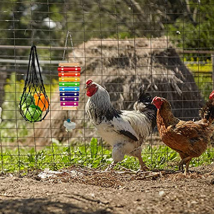 6 Packs Chicken Toys for Coop Accessries, Chicken Swing Toys for Chicken Hens, Chicken Xylophone Toys and Mirror, Vegetable Hanging Feeder, Veggies Skewer
