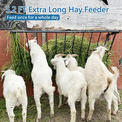 Horse Hay Feeder, 63'' Long Livestock Hay Feeder with 48 Gallon Large Capacity, Carbon Steel Wall Mounted Hay Rack for Horses, Sheep, Goats, Indoor Outdoor Uses - size: 63INCH