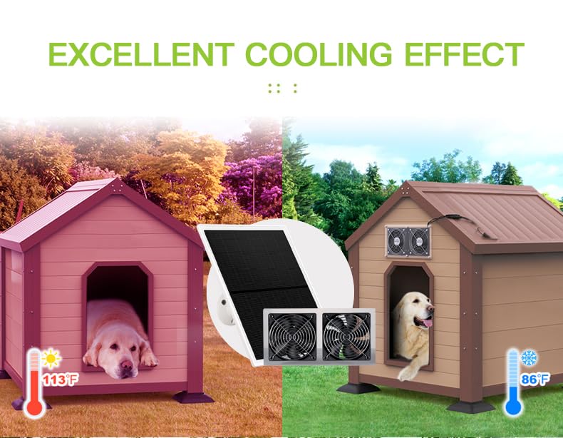 10W Solar Fan, Dual Metal Shell Exhaust Fan Kit for Chicken Coops, Greenhouses, Sheds, Pet Houses, and Windows, chicken coop accessories