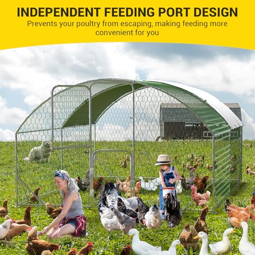 Large Metal Chicken Coop, Chicken Runs for Yard with Cover, Large Chicken Run with Double Door and Upgrade Tri-Supporting, Walk in Chicken Coop for Outdoor Farm Yard (9.8'L x 13.1'W x 6.6'H) - size: 9.8'L x 13.1'W x 6.6'H