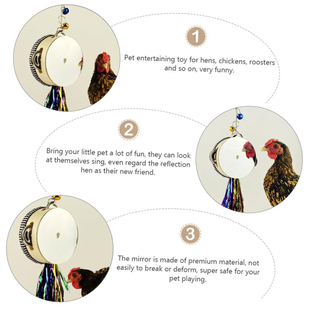 KESYOO Chicken Mirror Drum Toy for Pets Double-Sided Hanging Drum Reflective Surface for Chickens Hens and Roosters Engaging Plaything for Poultry