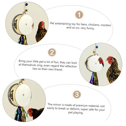 KESYOO Chicken Mirror Drum Toy for Pets Double-Sided Hanging Drum Reflective Surface for Chickens Hens and Roosters Engaging Plaything for Poultry