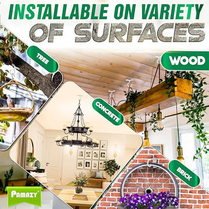 [UPGRADED] 200LBS 4Pcs Rotatable Ceiling Hooks with 4 Screw Points Plate Base, White Wall Mount Metal Hanger for Hanging Plants, Bird Feeders, Lanterns, Lights, Wind Chimes, Indoor Outdoor Decor - style: 4PCS