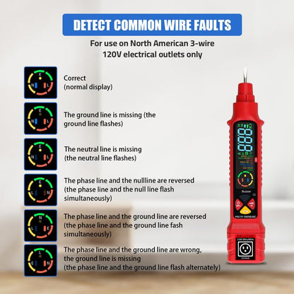 FRANKEVER Voltage Tester/Non-Contact Voltage Tester, Dual Range AC 2-440V,50Hz-60Hz Live/Neutral Wire Tester, Electrical Tester with LCD Display, Wire Breakpoint Finder,Light Fuse Checker Repair Tool