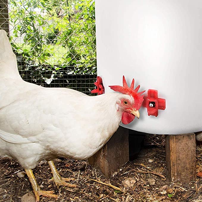 20 Pack Chicken Waterer Nipples - Easy Install Leakproof Poultry Watering System for Chicken Coop, Quail Duck Water Feeder Nipples with Drill Bits