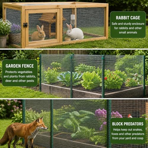 Cieex Hardware Cloth, 1/2inch 23Ga 16in x 50ft Chicken Wire Fencing, Galvanized Welded Chicken Wire Mesh for Chicken Coop Poultry Netting Garden, Predator Proof Chicken Wire Fence Roll