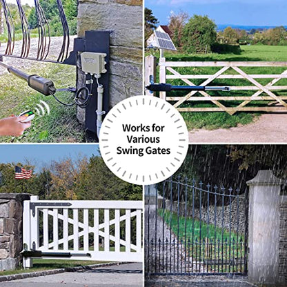 TOPENS A5S Automatic Solar Gate Opener for Medium Duty Single Swing Gates Up to 16ft, Single Swing Gate Operator Battery Powered with Remote Control Kit Gate Motor Solar Panel Included - size: 550lbs