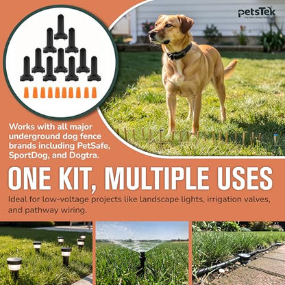 PetsTEK 20 Pack Direct Bury Waterproof Wire Splice Kit, Wire Nut Electrical Connectors for Wire Break Repair, Compatible with PetSafe, SportDog, Dogtra In-Ground Dog Fence Systems, Made in USA - size: Pack of 20
