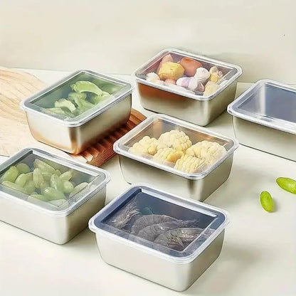 6pcs Stainless Steel Stacking Food Containers with Lids, Reusable Snack & Prep Containers for Office, sp-00018 - color: silver-01