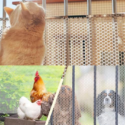 Plastic Wire Mesh Fence 16in x 20Ft Plastic Chicken Wire Mesh for Poultry, Dogs, Rabbit, Snake Barrier & Gardening Versatile Plastic Fencing (16in x 20Ft, White) - color: White, size: 16in x 20Ft